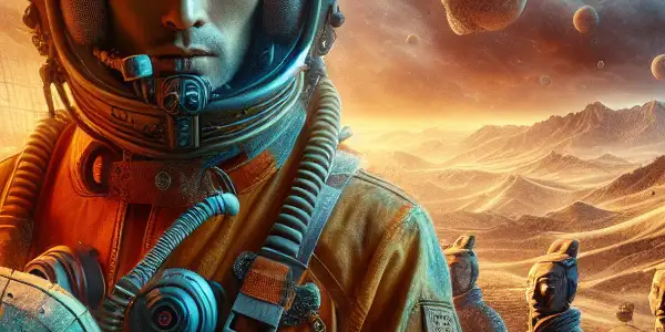 A modern pilot and a terracotta warrior woman share an intense gaze in an ancient Qin Dynasty landscape.<a href=